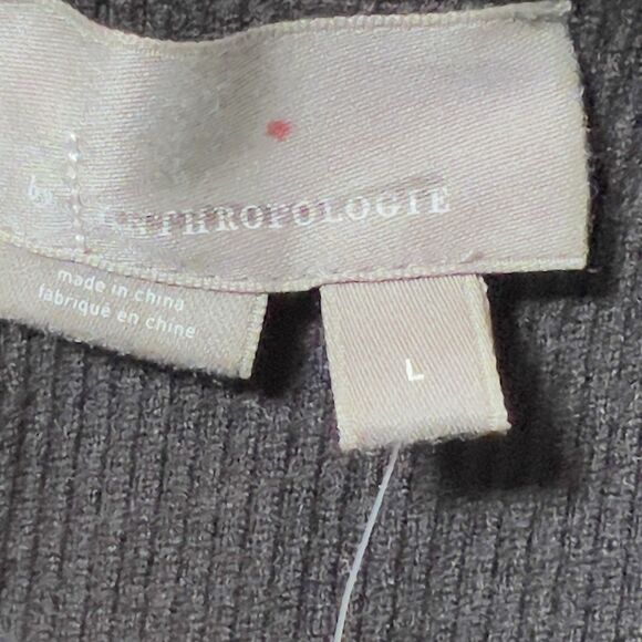 Anthropologie Ruffle Sleeve Sweater Top Womens Sz L Black Floral Long Sleeve - Picture 10 of 12